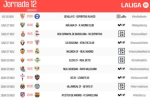 Horarios de la jornada 12 de LaLiga EA Sports: el Atlético – Barcelona será el domingo a las 21 horas