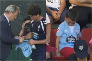 El detallazo de la jornada: Hugo González se lesiona… y firma una camiseta para un niño antes de irse
